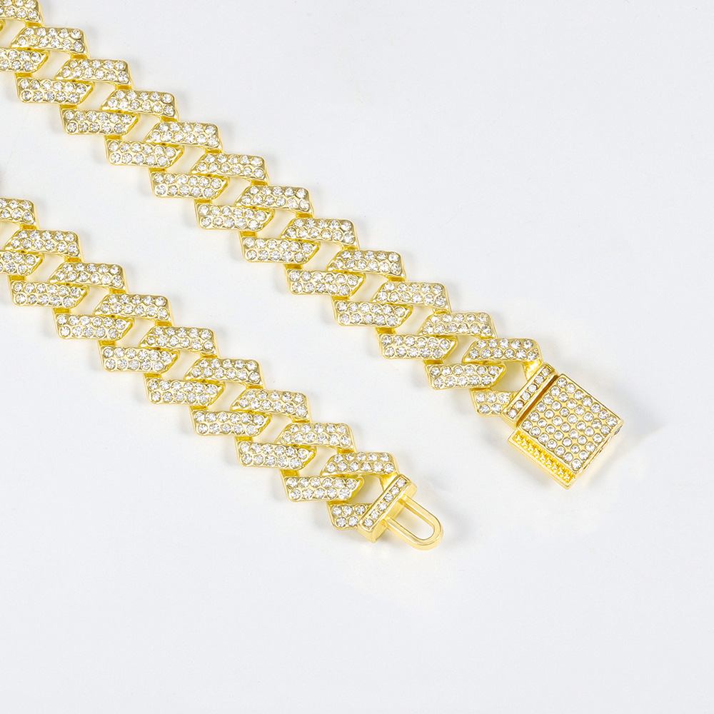 Fashionable Cuban Link Men's Hip Hop Style Full Diamond Necklace