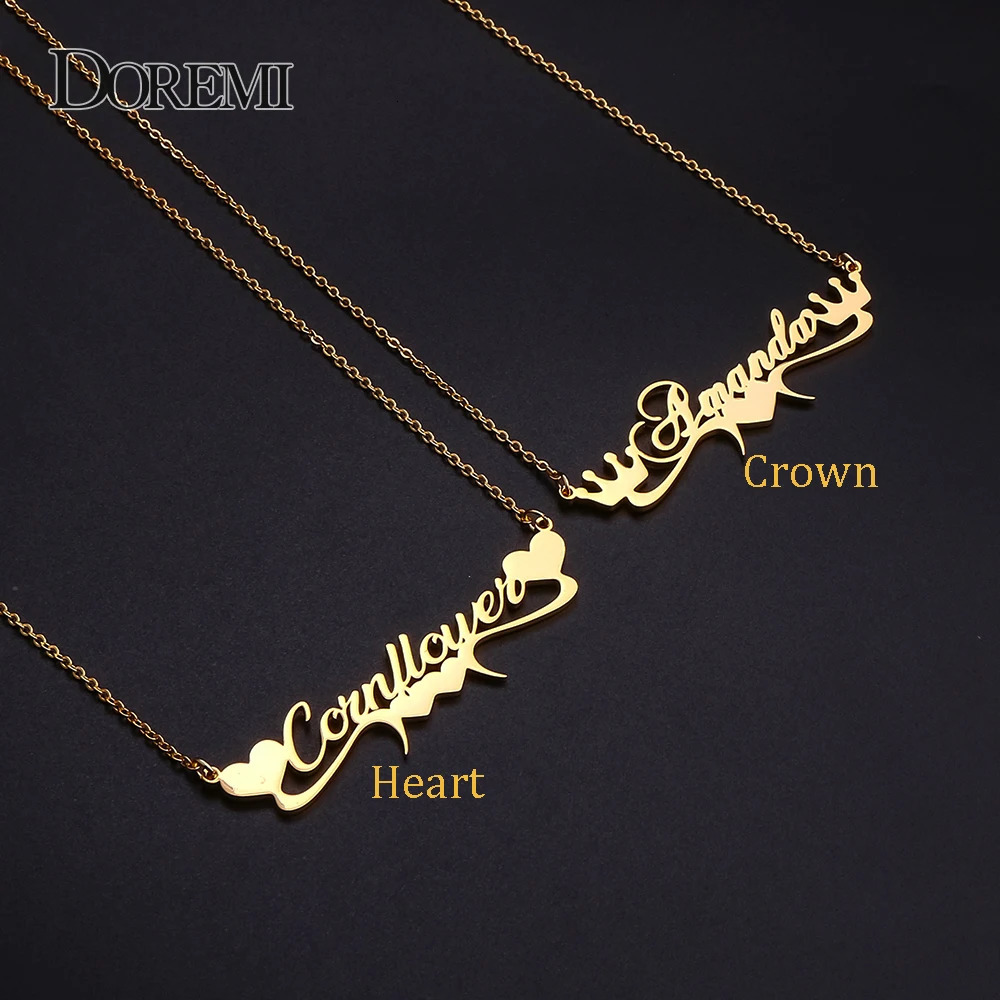 DOREMI Stainless Steel Handmade Custom Name Personalized Name Necklaces for Women Jewelry Gold Filled Heart Statement Choker 250512