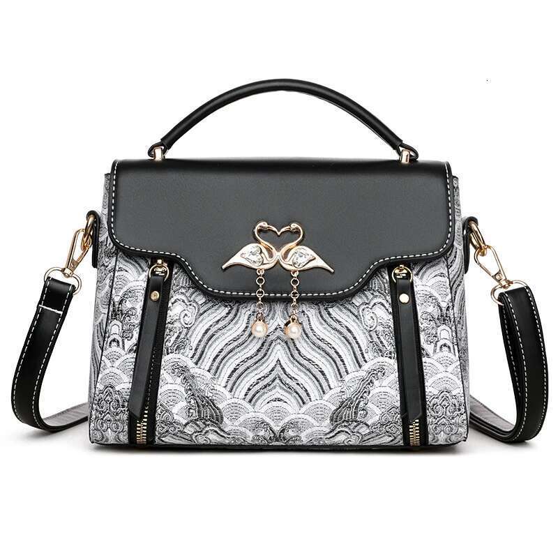 New Embroidered Color Contrasting Women's Handbag Versatile Single Shoulder Slant Cross Texture Stylish Daifei Bag