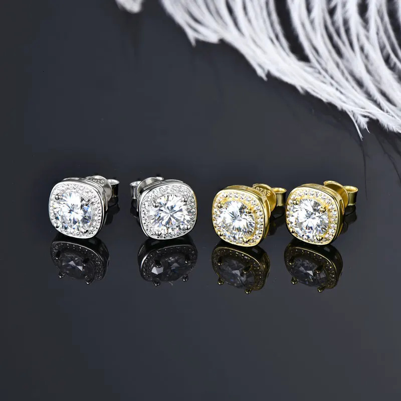 IOGOU 6.5mm 1.0CT Square Stud Earrings for Women 925 Sterling Silver Earrings Halo Lab Diamond Fine Jewelry 250512