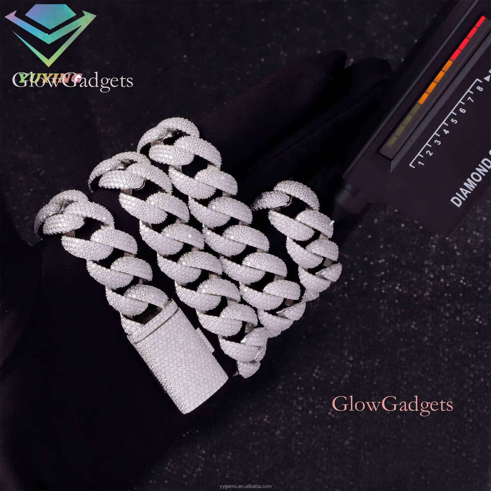 Hip Hop Iced Out 17mm S Sier Gold Plated D/VVS Moissanite Men Necklace Bling Cuban Link Chain Factory Price