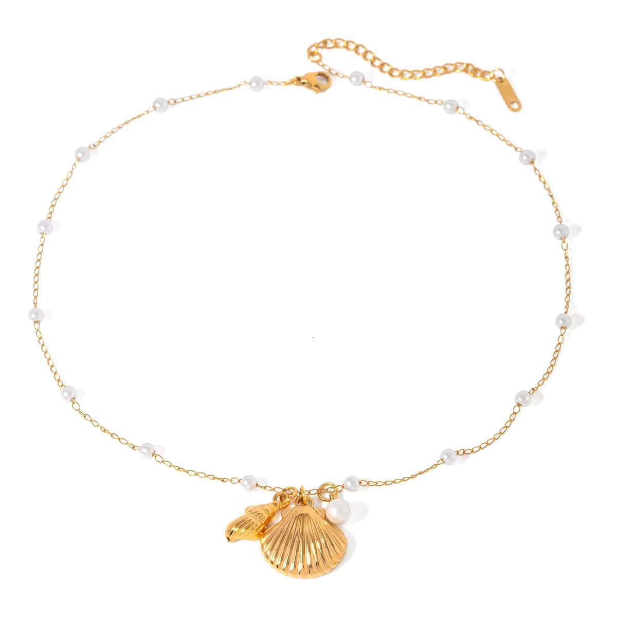J&D Jewelry Ocean Series Gold Plated Stainless Steel Summer Beach Starfish Pearl Thick Pendant Girl Necklace