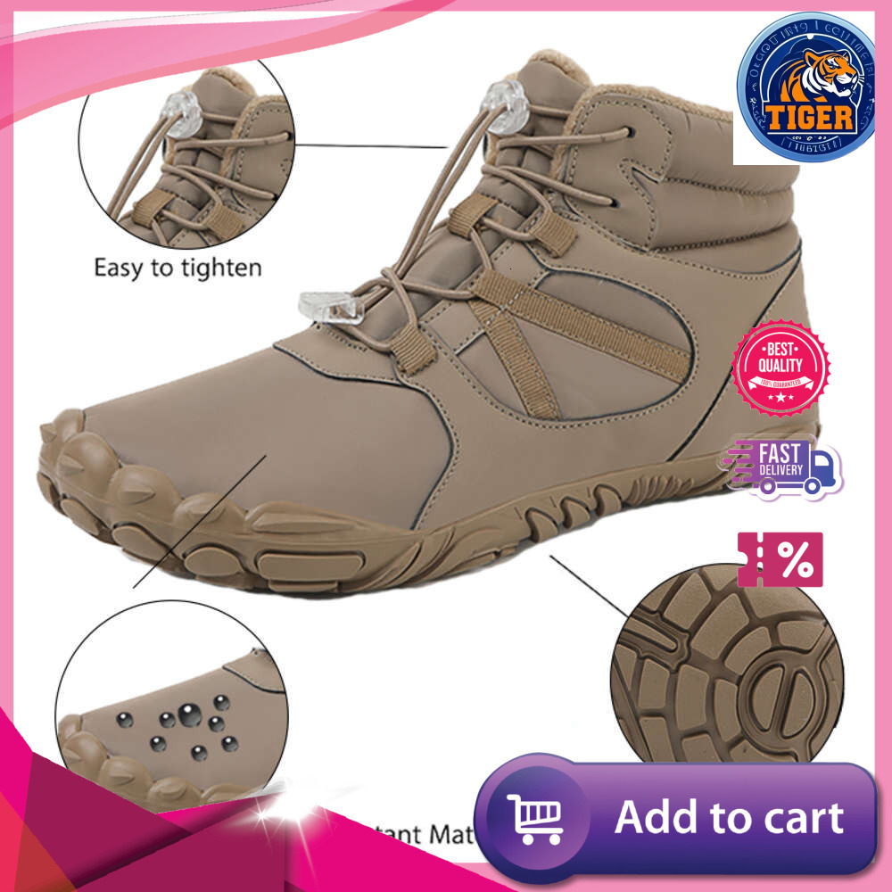 Ddmytiger Warm Winter Trekking Fur Lined Snow Barefoot Outdoor Water Resistant Ankle Booties Men Women Hiking Boots Outdoor Shoes