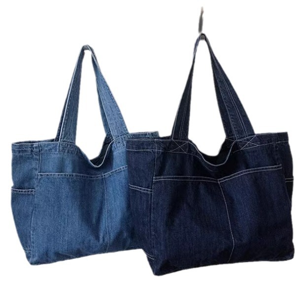 Denim shoulder bag large capacity shopping bag mother bag tote bag student schoolbag commuter bag
