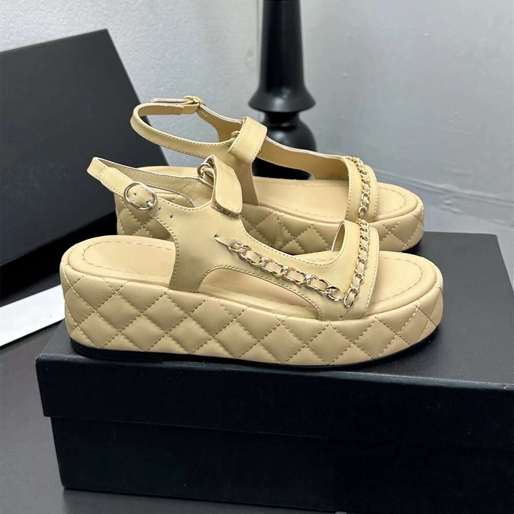 Women Size35-41 Genuine Leather Sandals Med Heels Wedges Sewing Summer Pumps Leisure Designer Shoes Zapatillas De Mujer