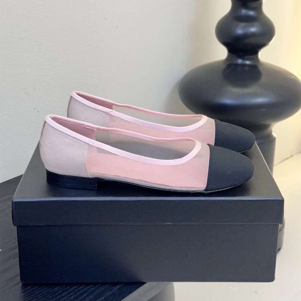 Women Size35-41 Mesh Genuine Leather Ballet Flats Crystal Round Toes Slip On Leisure Designer Shoes Zapatillas De Mujer