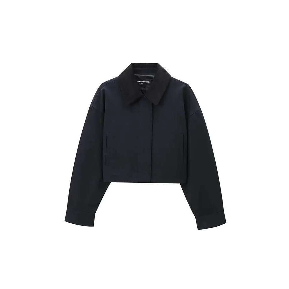 autumn new fashion all-match women's clothing cotton long-sleeved printed corduroy collar jacket