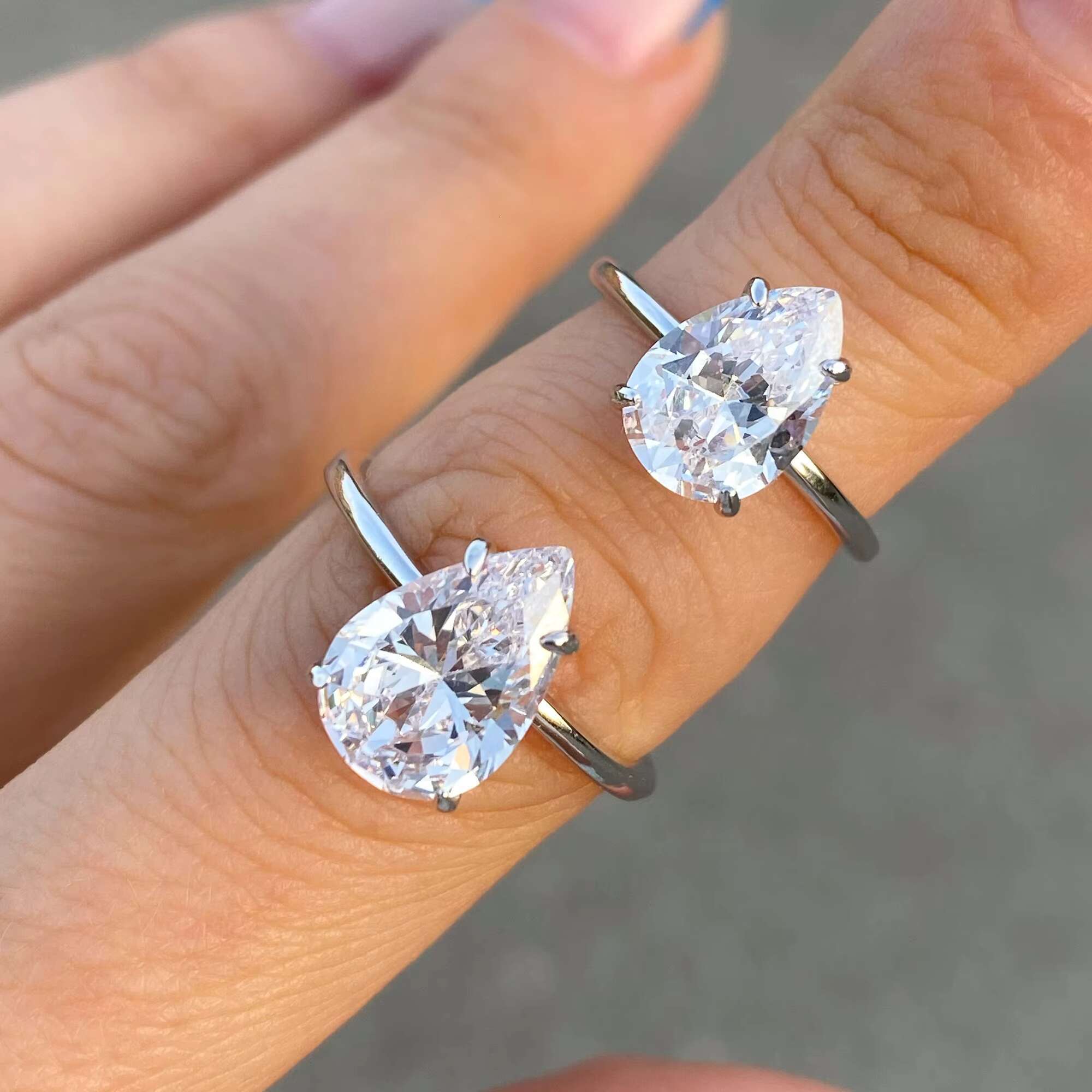 18K Gold Plated Custom Women 925 Sterling Silver Pear Cut Vvs1 Moissanite Engagement Rings