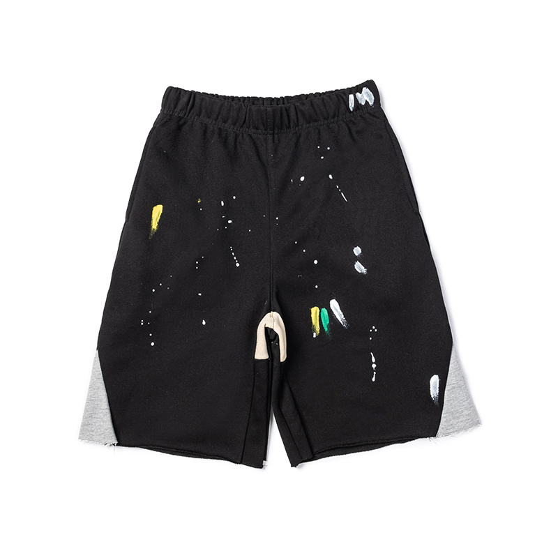 Urban Art Cotton Shorts for Men Abstract Spray Paint Graffiti Splatter Print Design Elastic Waist Athletic Shorts Street Style Summer Clothing 24ss 0125