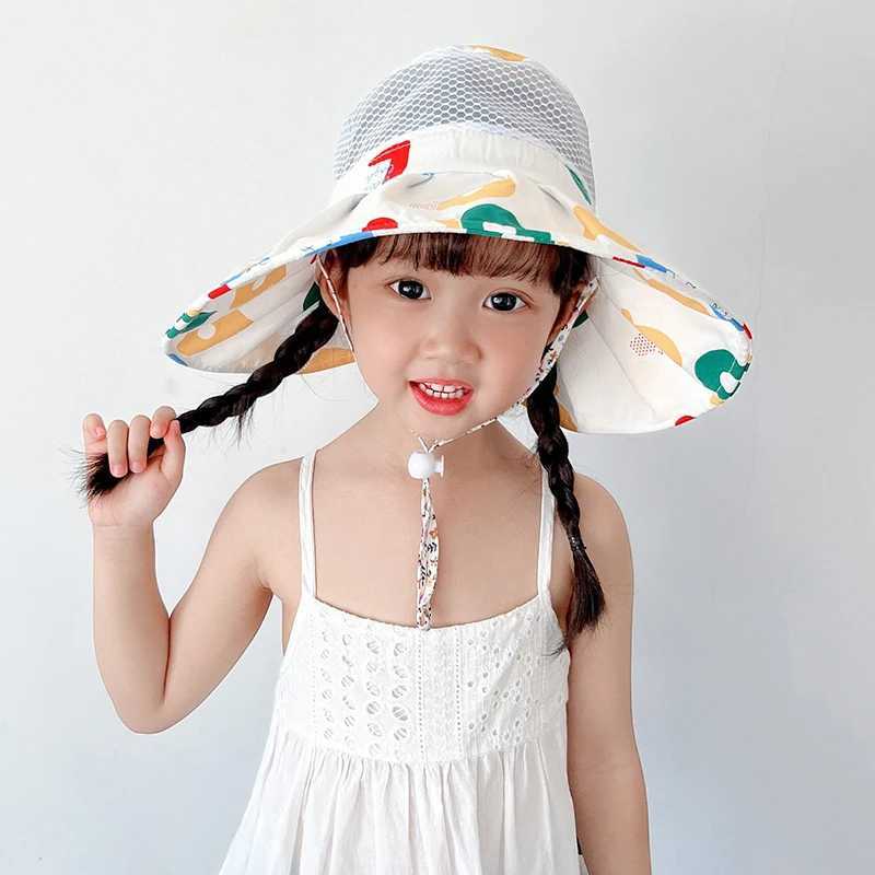 Large Brim Mesh Fisherman Hat For Children Summer Sun Hats Hollow Breathable Kids Sunscreen Cap 1-4Year Baby Sunshade Visors R250512