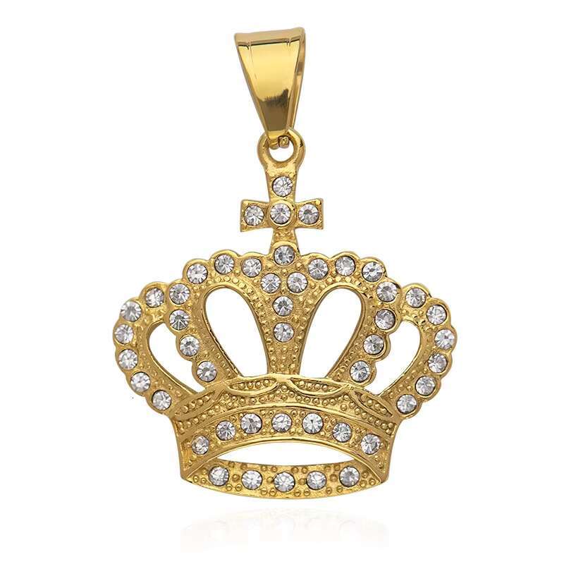 Stainless Steel Jewelry Pendants Crown Charms Crystal PVD Gold Plating New Arrival 2024 Sales Products