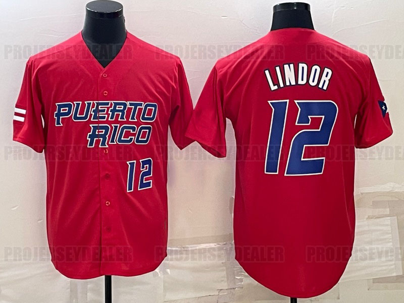 Custom Jersey Team Puerto Rico 2023 World Baseball Classic WBC Francisco Lindor Carlos Correa Javier Baez Edwin Diaz Marcus Stroman Enrique Hernandez 