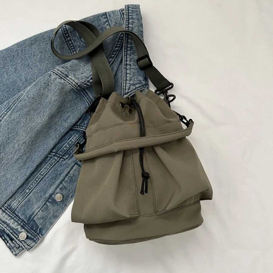 Fashion Women Shoulder Bag Nylon Women Large Capacity Casual Handbag Drawstring Crossbody Bag Tote BagXJ250512