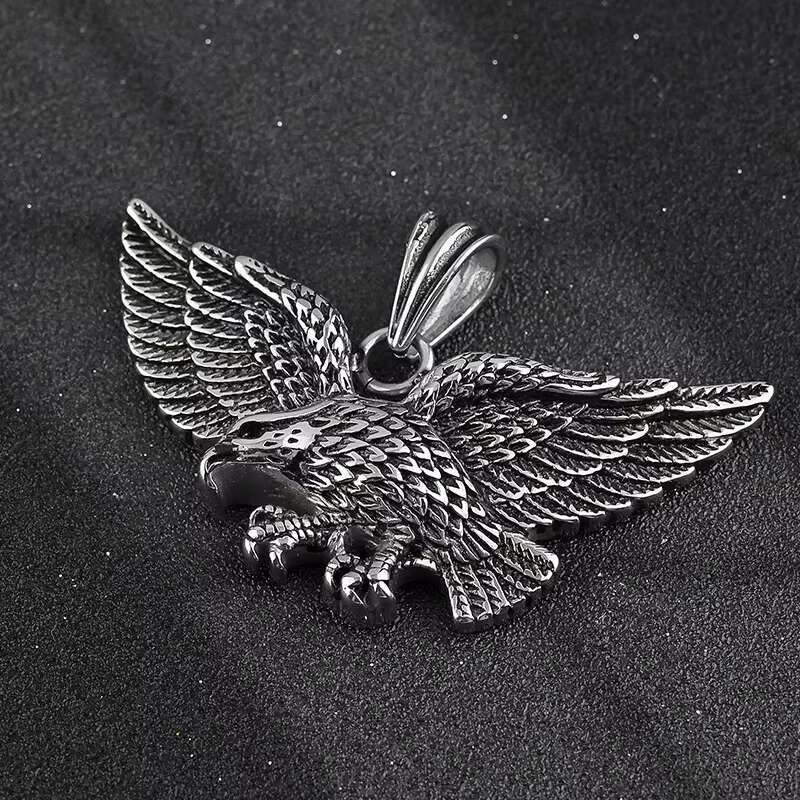 Wholesale Stainless Steel Emboss Eagle Pendant Necklace for Man Punk Good Detail Animal Jewelry Trendy Style