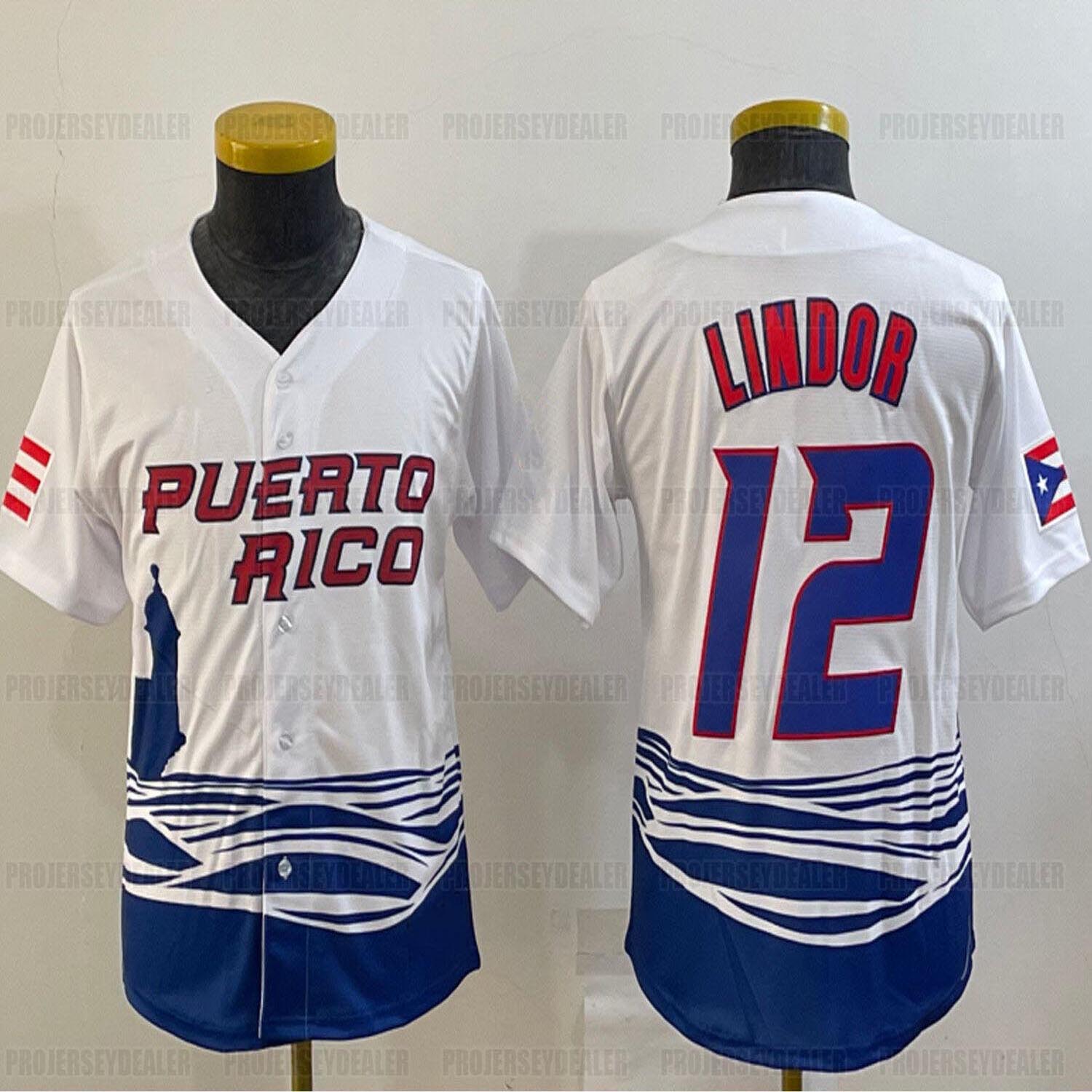 Custom Jersey Team Puerto Rico 2023 World Baseball Classic WBC Francisco Lindor Carlos Correa Javier Baez Edwin Diaz Marcus Stroman Enrique Hernandez 