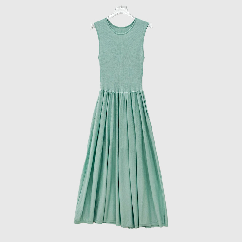 UO6300 Large size wool vest dress 2025 spring and summer new style temperament hidden meat skirt sleeveless knitted long skirt