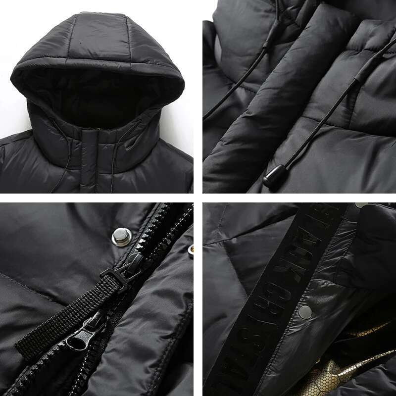 Winter New Warm Thick Long Down Coat Mens Hooded Waterproof Black Gold Puffer Jacket Men Casual Windproof Parkas Male Designer