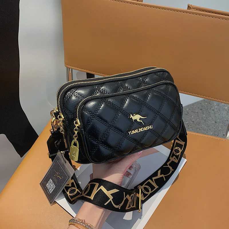 Argyle Pattern Simple Shoulder Bag Multiple Pockets Crossbody Bags Zipper Closure Women Leather Bag Designer Bag PursesW250512