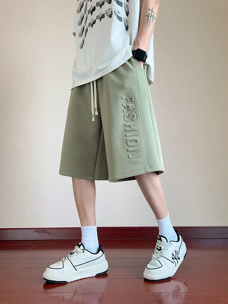 Summer Mens Knit Sweat Shorts Lightweight Cotton Polyester Streetwear Fashion Letter Daily Casual Shorts Big Size 6XL 7XL 8XL 250509