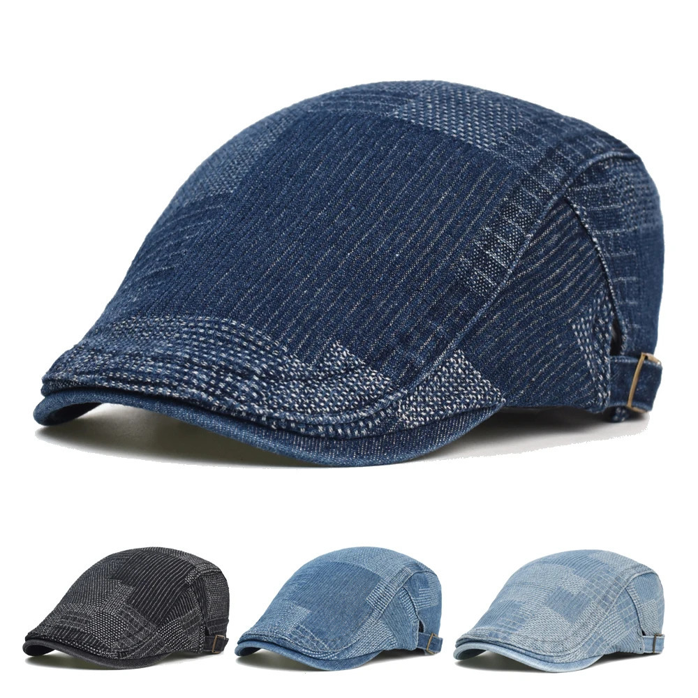 Four Seasons Soft Denim Beret Hat Washed Distressed Peaked Cap Adjustable Cotton sboy Vintage Ivy Hats Flat 250512