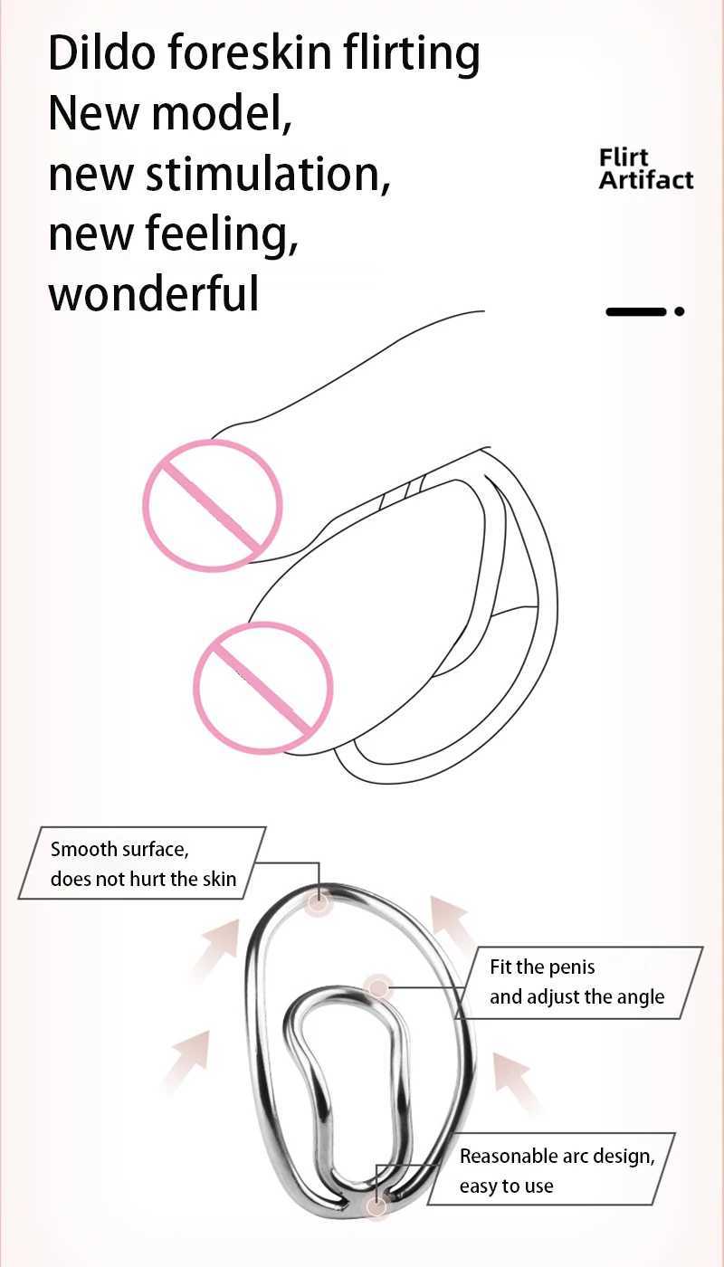 Metal Curved Scrotum Bondage Penis Ring For Fufu Cock Clip Sissy Male Mimic Female Pussy Chastity Device Lock Sperm SM Sex Toys W250512