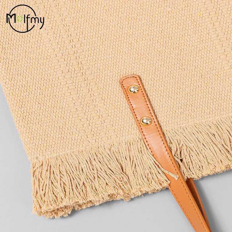 Summer Bags For Beach Tassel Canvas Design Tote Bag Large Capacity Women Handbag Commuter Shoulder Handbag Bags For WomenW250512