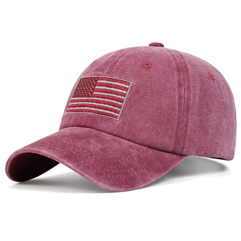 Washed vintage letter baseball cap versatile for men and women embroidered duckbill cap with American flag 250512