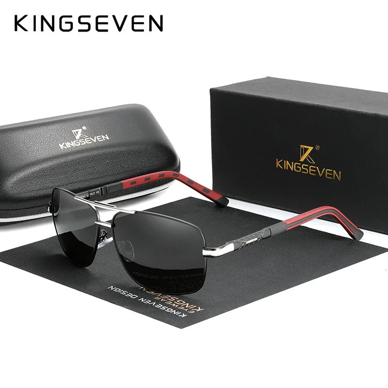 KINGSEVEN Aluminum Sunglasses MenWomens Polarized UV400 Fashion Sunscreen Glasses Classical Driving Rectangle Business Eyewear 250512