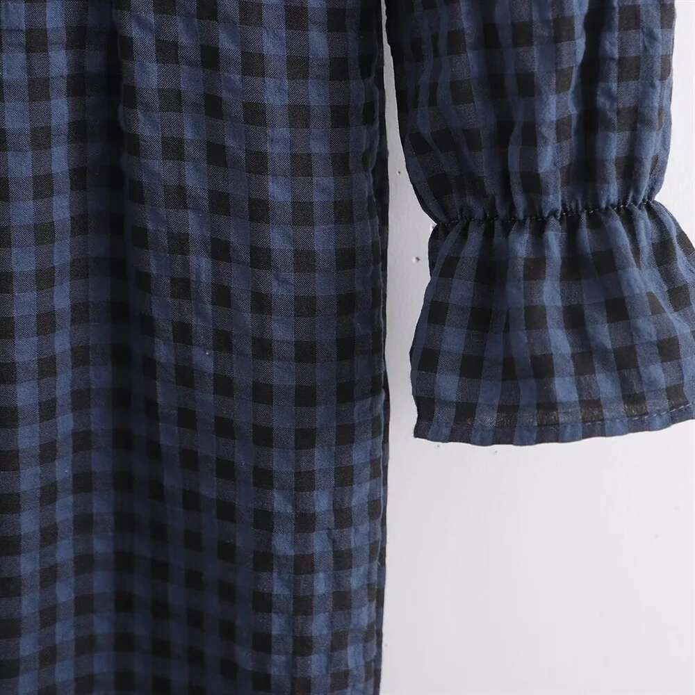 BM&MD&ZA Winter New Women's Clothing Style Slimming and Simple Small Grid Printed jumpsuit Pants