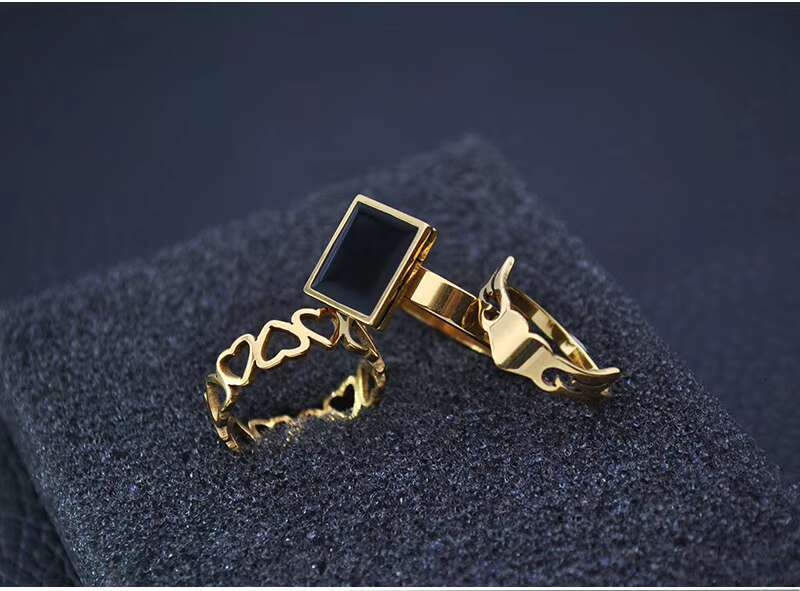 2025 New DS LIVE4U 18K Gold Plated Stainless Steel Rings Love Heart Ring for Men Accessory
