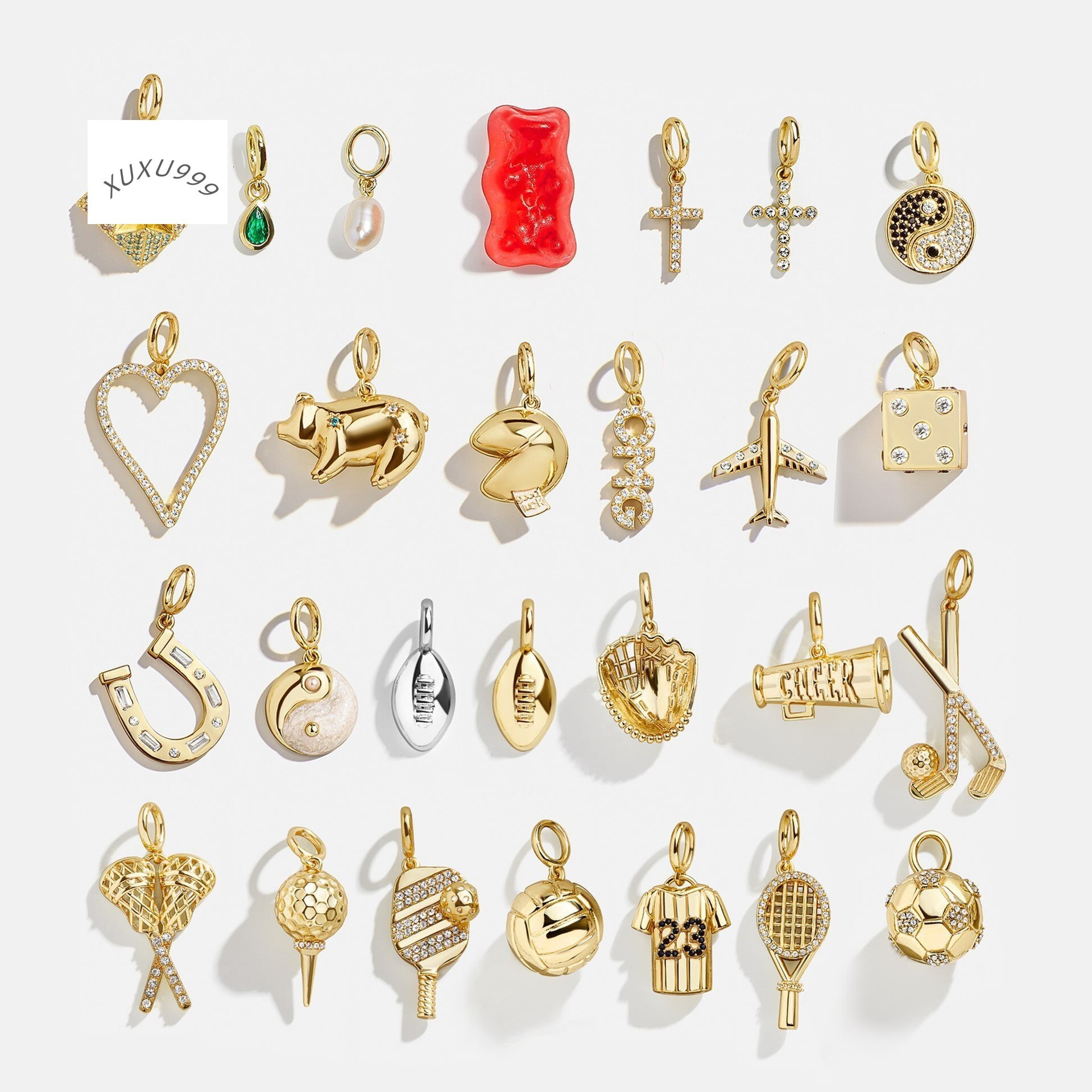 Custom DIY Build Your Own Multi Stainless Steel Charm Vintage Golf Sport Tennis Racket Leisure Charm Pendants Cheap Sale