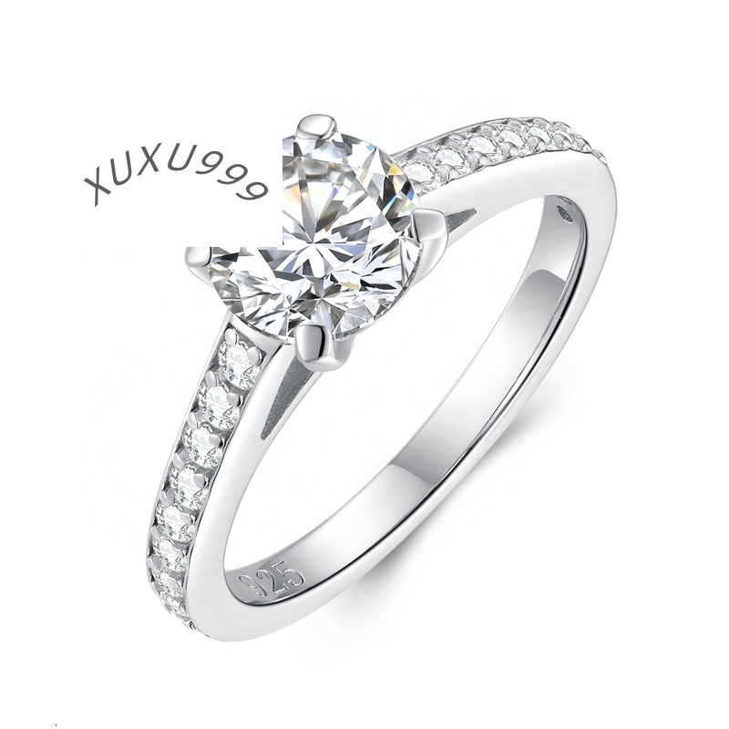 Customized 14K 18K White/Yellow/Rose Gold Classic Engagement Ring Claw Set Circular Cut D-VVS Moissanite Gem for Anniversary