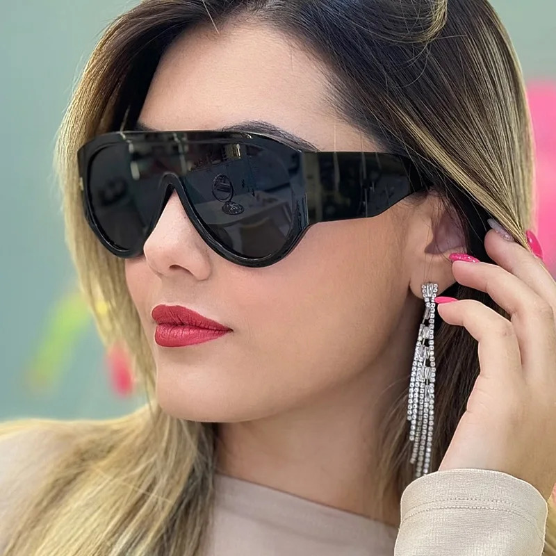 2025 Retro Green Oval Oversized Sunglasses Fashion Pilot Sun Glasses Trendy Shades UV400 Eyewear 250509