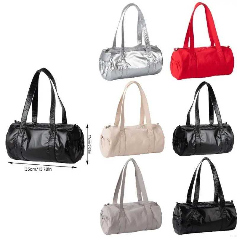 Fashion Nylon Cylinder Handbag Multipurpose Commuters Student Shoulder Bag with Zippers Casual Underarm Purse for LadiesW250512