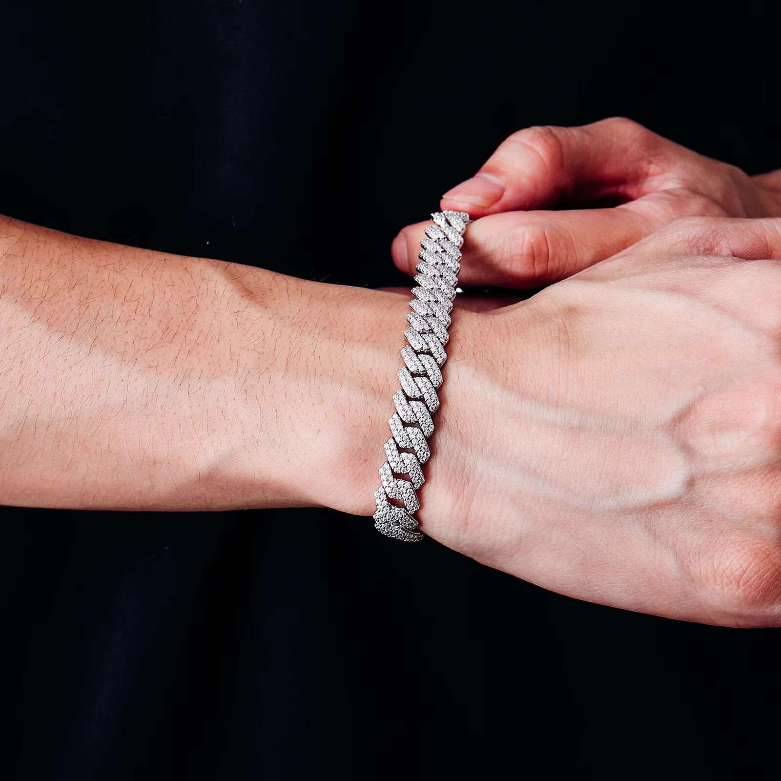 8MM Full Moissanite Cuban Chain Bracelet for Men Women Certified 100% 925 Sterling Silver Hip Hop Cuban Link Male Jewelry Gift