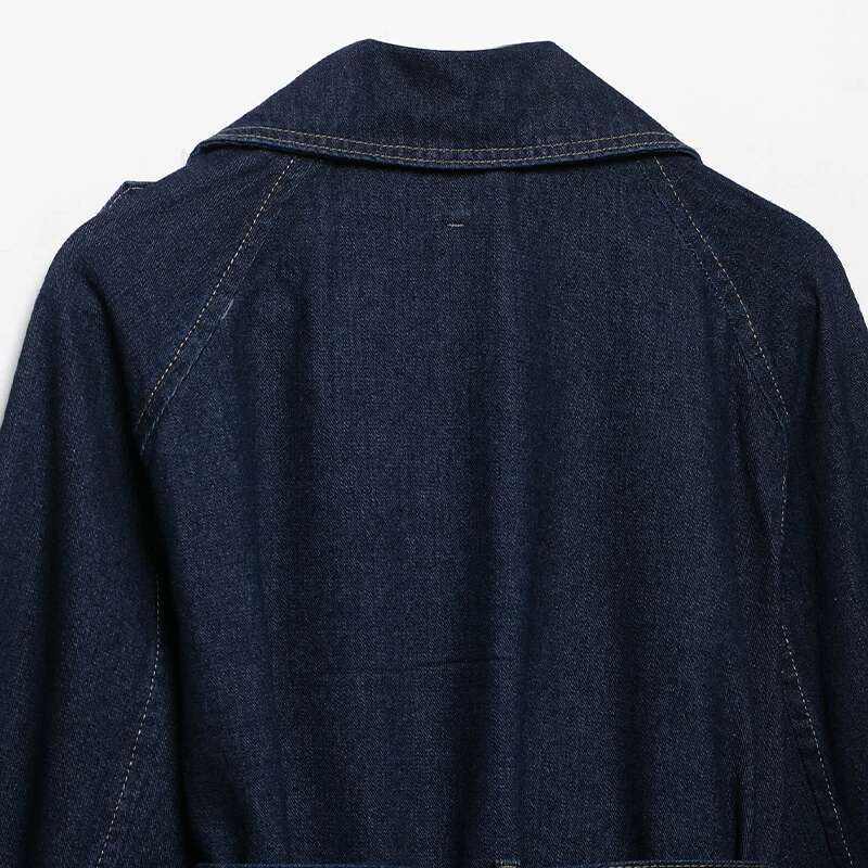 Willshela Women Fashion With Belt Denim Blue Hidden Breasted Jackets Vintage Lapel Neck Long Sleeves Female Chic Lady Outfits