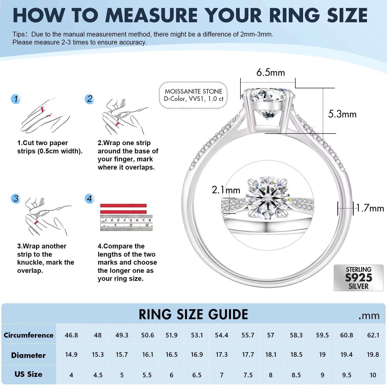 Wedding Moissanite 925 Sterling Silver 4 Prong Petite Twisted Vine 1.0 CT GRA VVS Diamond Engagement Women Promise Bridal Ring