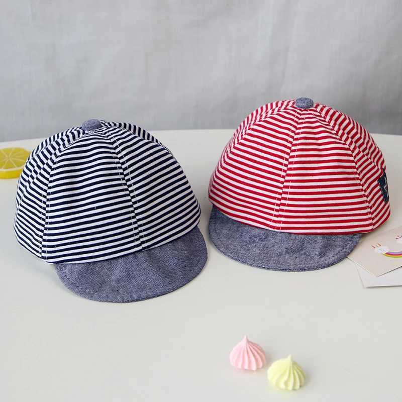 Summer Cotton Baby Hat Cute Casual Striped Baby Boy Cap Soft Eaves Kids Girls Sun Protect Hats Caps R250512