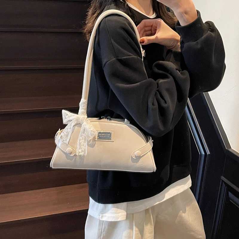 Women Leisure Armpit Handbag PU Leather Bow Fashion Tote Bag Solid Color Travel Underarm Handbag Girls Outdoor Daily BagW250512