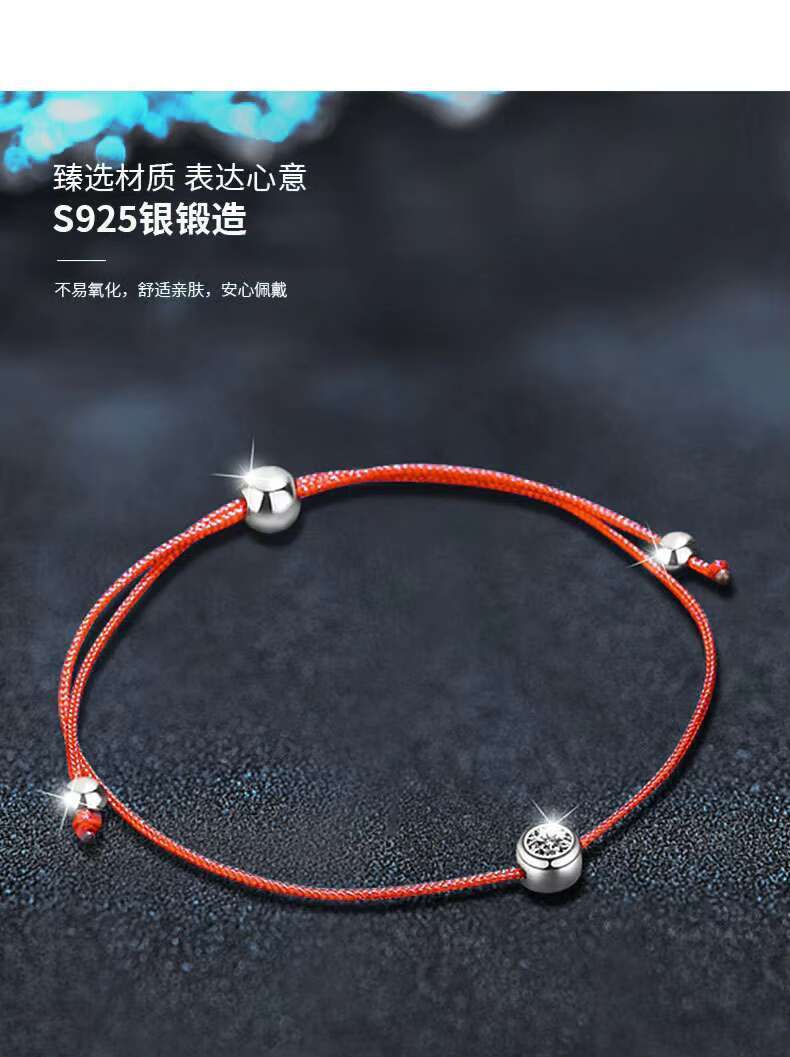 S925 Silver Moissanite Adjustable Hand Rope Bracelet