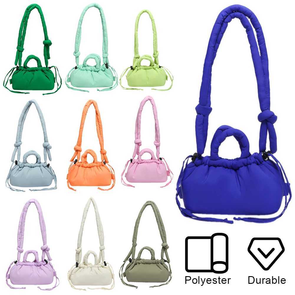 Candy Color Fashion Handbag Soft Puffer Crossbody Bag Cotton Padded with Adjustable Strap for Women Work Shopping Travel BagXJ250512