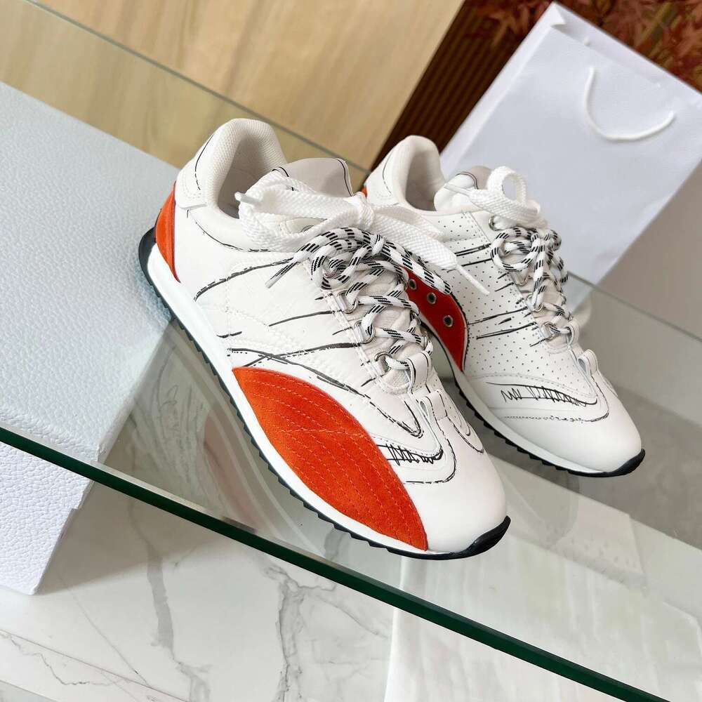 Women Size35-46 Genuine Leather Couple Graffiti Sneakers Natural Cow Suede Sports Flats Designer Shoes Zapatillas De Mujer
