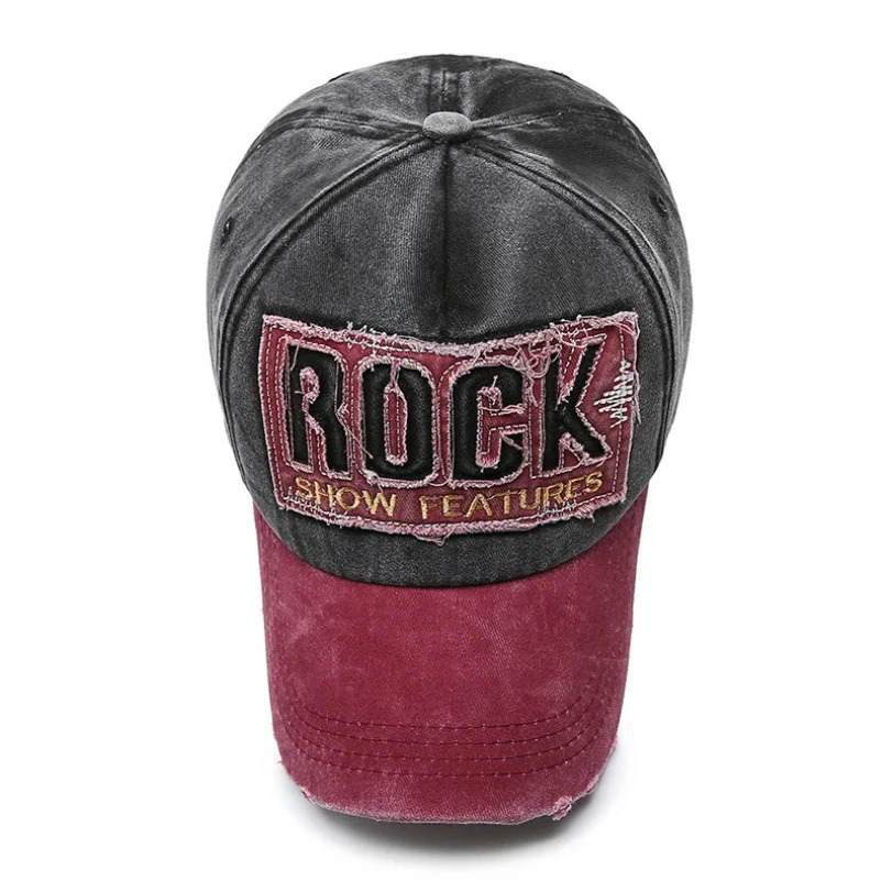 KMKM Korean version washed letters spring and autumn mens and womens fashion shabby denim baseball cap sunhat Official Website 250512