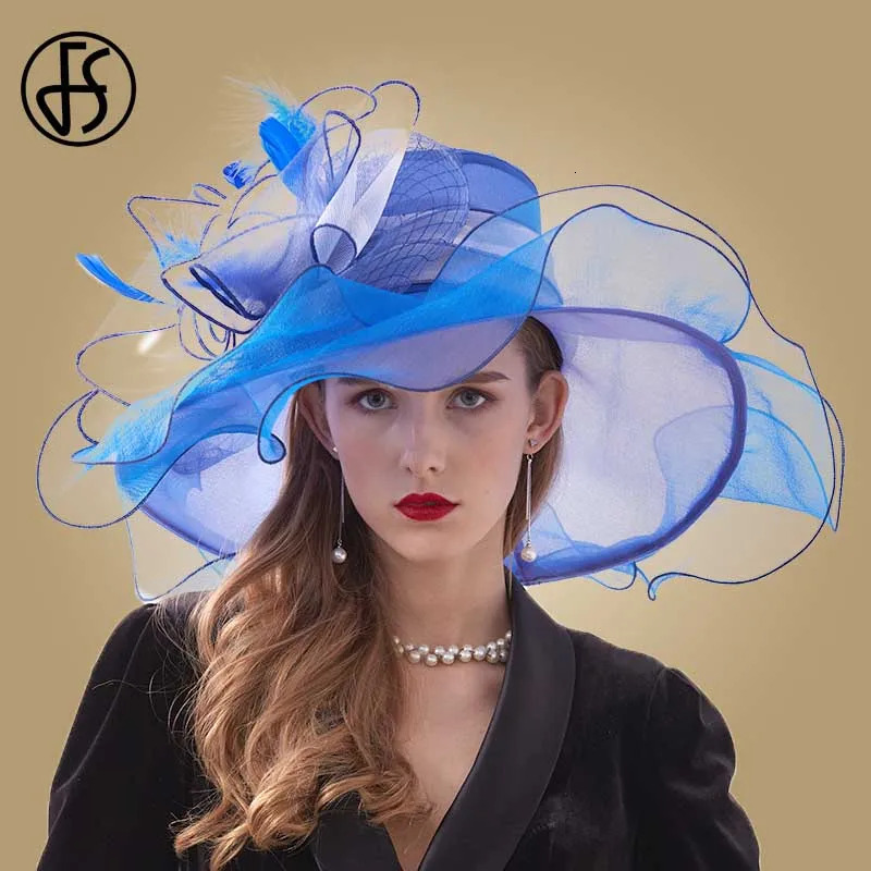 FS Summer Womens Ladies Sun Hat Beach Red Hats Organza ner Cap For Women Wide Brim Church Tea Party Derby 250512