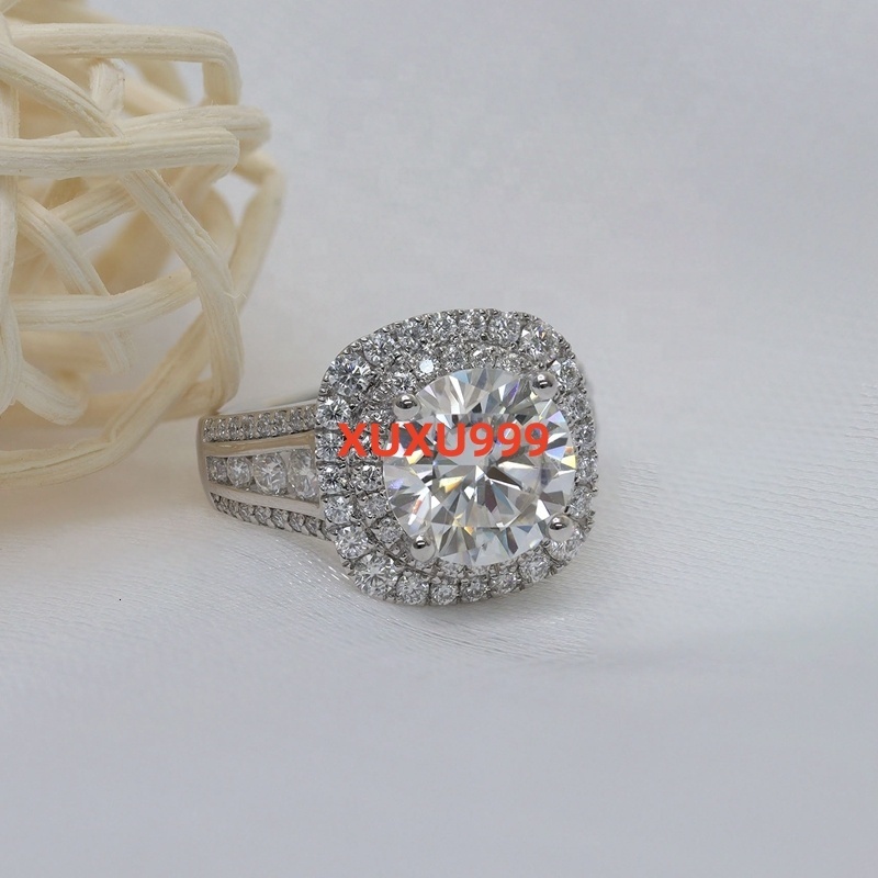 Paston Wholesale Price 3ct Round Moissanite Ring D VVS1 10K 14K Solid White Gold Engagement Wedding Ring