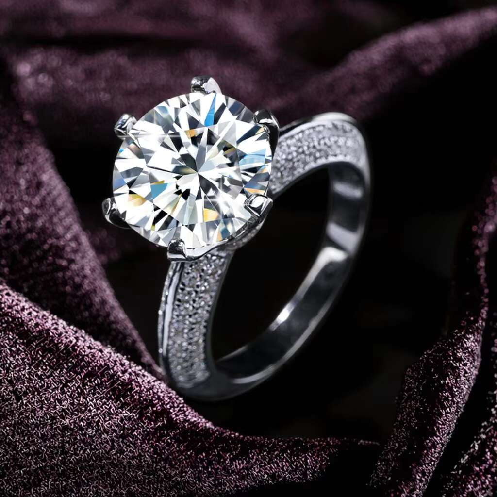 Wholesale With GRA Certificate S925 Sterling Silver 5CT Moissanite Ring Women Engagement Wedding Band