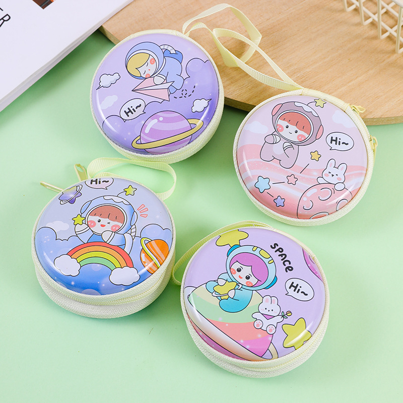 20pcs Cute Creative Cartoon printing Iron Round Shaped Coin Purses mix color coin case