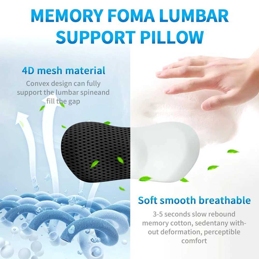 1Pcs Lumbar Support Pillow - Memory Foam for Low Back Pain Relief Ergonomic Streamline Car Seat Office Chair Recliner and BedW250512