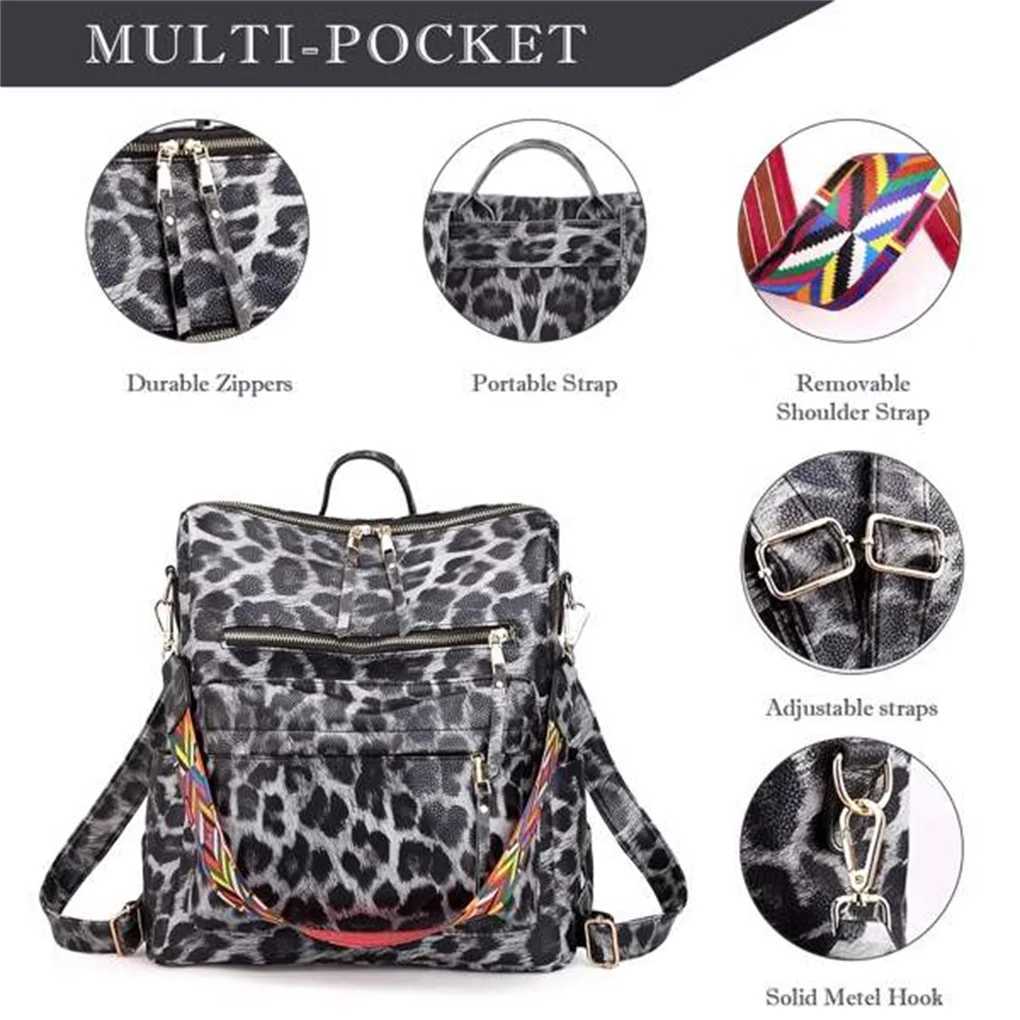 Leather Leopard Print Backpack Purse for Women Fashion Multipurpose Design Satchel Handbags Shoulder Bag Travel bag Z250512