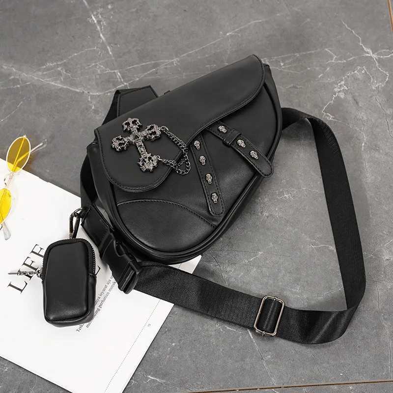 FAshion Saddle Bag Men Crossbody Bags Design Flap Shoulder Bag Hip Hop Mens ChEST Bag PU Leather Handbags Z250512